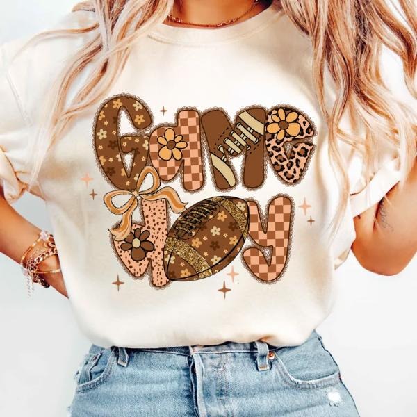Retro Floral football Shirt, Game day TShirt, Checkered Star Football touch down Shirt Hoodie, Sweatshirt | PodTeesHub.com