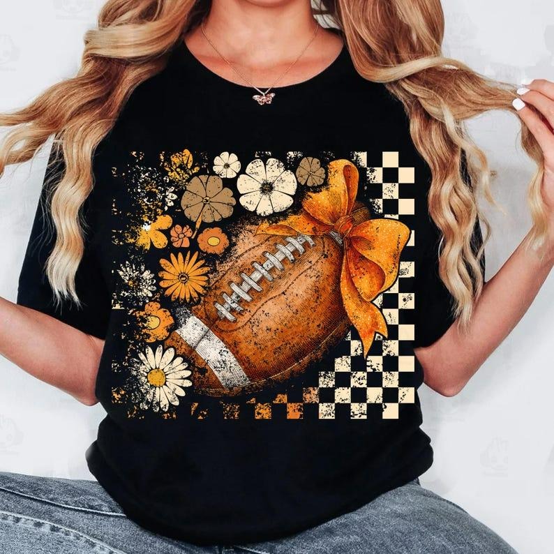 Retro Football Coquette Game Day Shirt, Preppy Floral Football Shirt, Football Mom Touchdown Season TShirt Hoodie, Sweatshirt