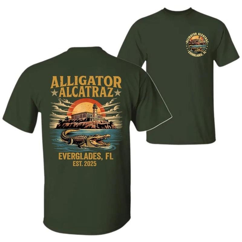 Retro Gator Escape Shirt, Funny Florida Swamp Humor Tee, Southern Dark Comedy T-Shirt, 2-Sided Graphic Top Hoodie, Sweatshirt