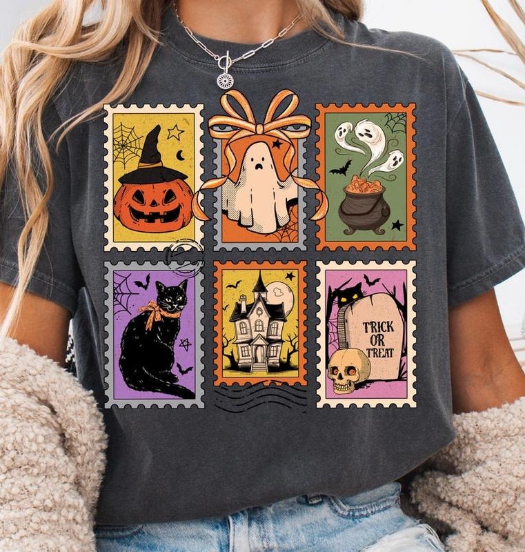 Retro Halloween Cat Ghost Shirt, Girly Halloween Sweatshirt, Spooky Season , Pumpkin Halloween, Spooky Mama Hoodie