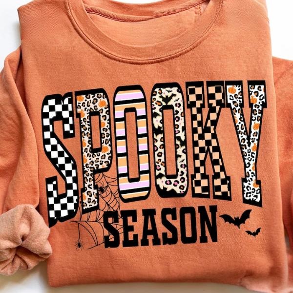 Retro Halloween Spooky Coquette Sweatshirt Halloween Leopard Checkered Fall Spooky Shirt Hoodie | PodTeesHub.com