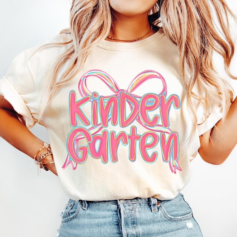 Retro Kindergarten Grade Shirt, Teacher Coquette Team Grade TShirt, Back To School Shirt Hoodie, Sweatshirt | PodTeesHub.com