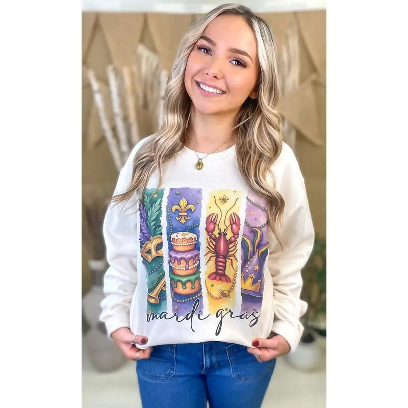 Retro Mardi Gras Graphic Sweatshirt T-Shirts, Hoodie | PodTeesHub.com