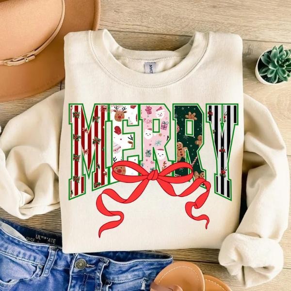 Retro Merry Christmas Coquette Sweatshirt, Cowgirl Coquette Smax Shirt Hoodie | PodTeesHub.com