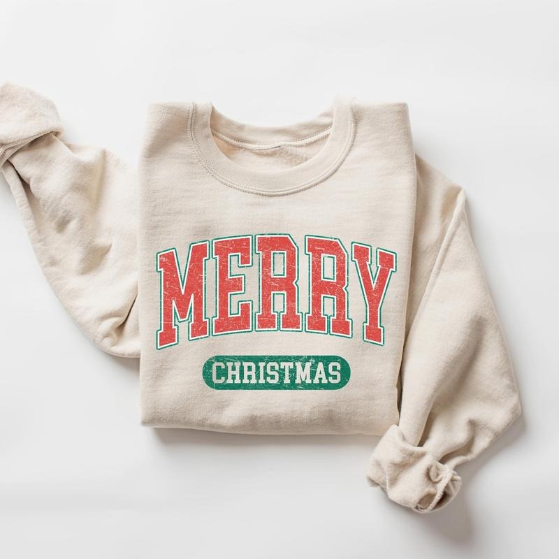 Retro Merry Christmas Sweatshirt, Merry Christmas Family Shirt, Womens Xmas Sweatshirt, Holiday Sweater, Merry Christmas...