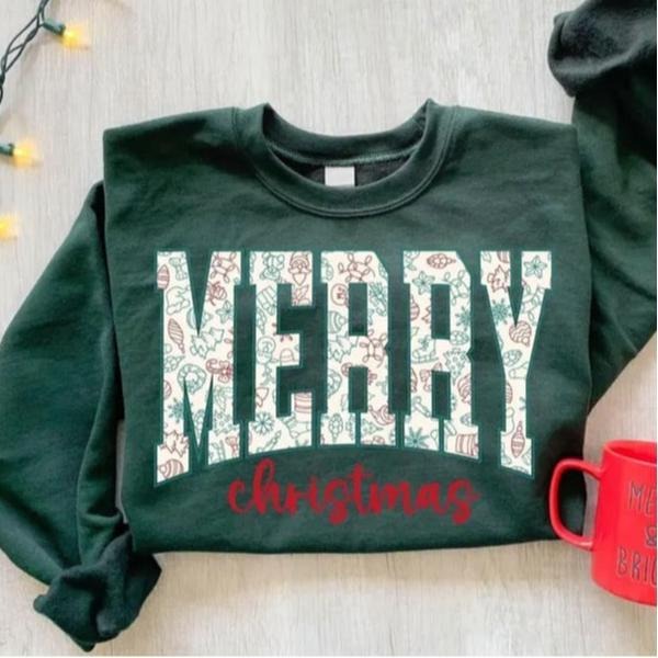 Retro Merry Christmas sweatshirt for women, festive holiday sweater with vintage charm, cute and cozy Christmas gift...