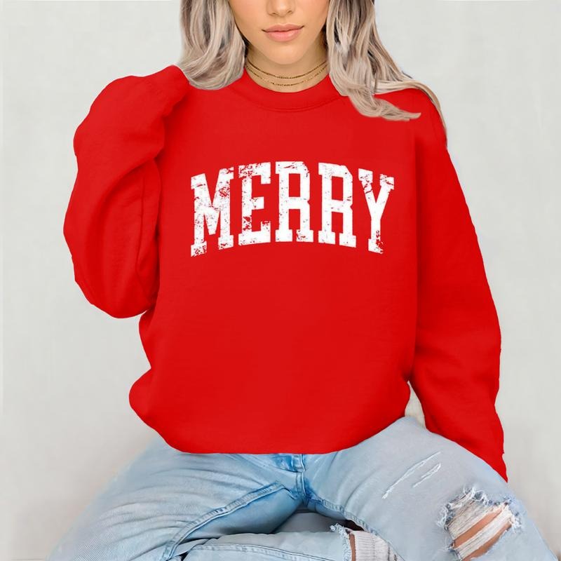 Retro Merry Sweatshirt, Merry Christmas Sweatshirt, Womens Christmas Shirt, Festive Holiday Sweater, Cute Christmas Gift,...