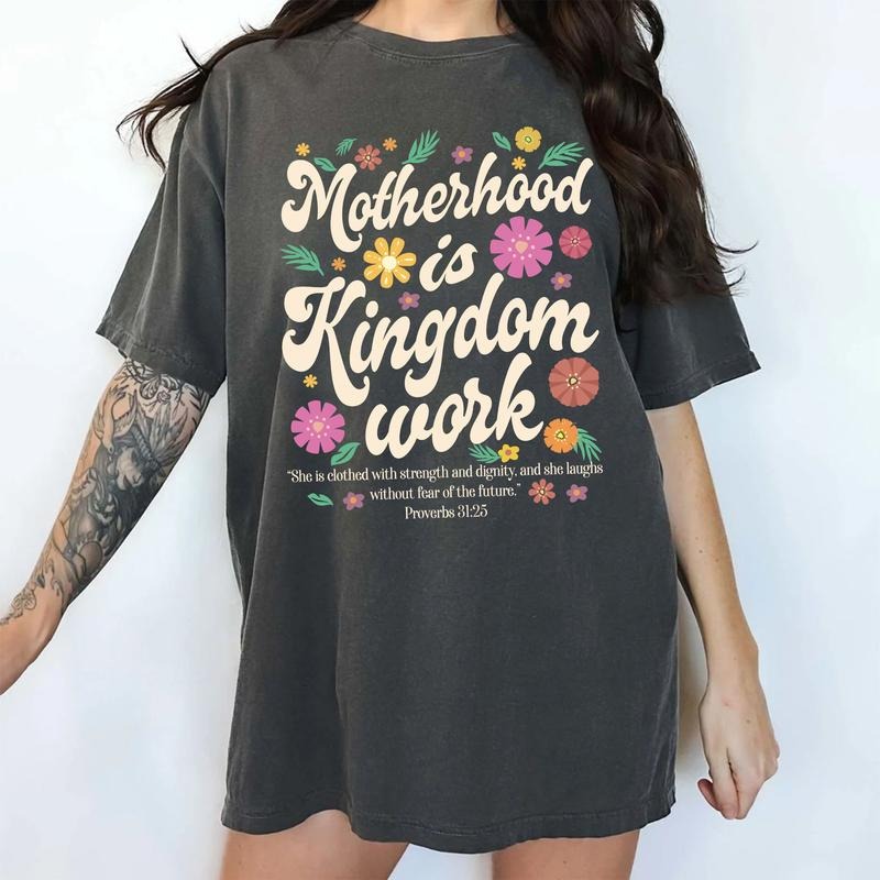 Retro Motherhood is Kingdom Work Comfort Colors Shirt, Christian Mom T-shirt, Vintage Wildflower Motherhood Graphic Tee,...
