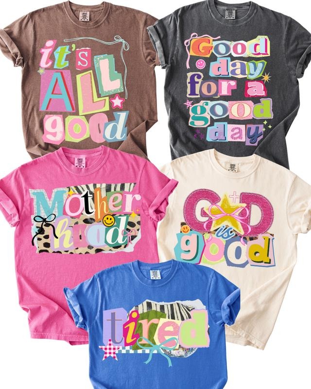 Retro Positive Graphic Tees, Everyday Tees, Mother Hood Shirt, It's All good Tee, Cool Mom Club, Good Day for a Good Day,...