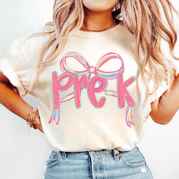 Retro Pre-K Grade Shirt, Teacher Coquette Team Grade TShirt, Back To School Shirt Hoodie, Sweatshirt | PodTeesHub.com