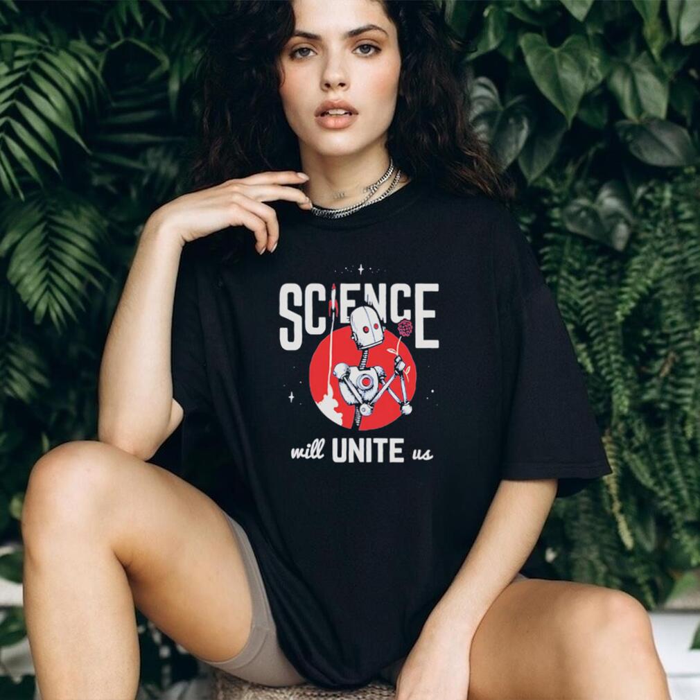 Retro Robot Flower Space Rocket Science Will Unite Us T Shirt