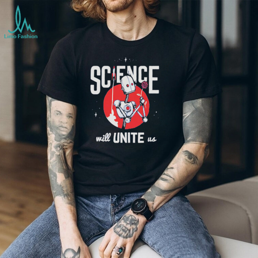 Retro Robot Flower Space Rocket Science Will Unite Us T Shirt