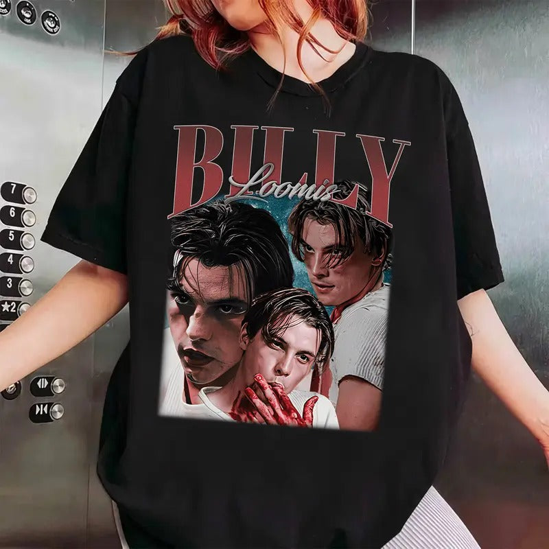 Retro Scrream Billy L00mis Shirt, Let's Watch Scarry Film Shirt, Scarry H0rr0r Tee T-Shirt Unisex Cotton Baggy Comfort...