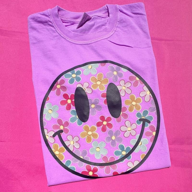 Retro Smiles & Flowers Comfort Colors T-Shirt 'NLB' Hoodie, Sweatshirt | PodTeesHub.com