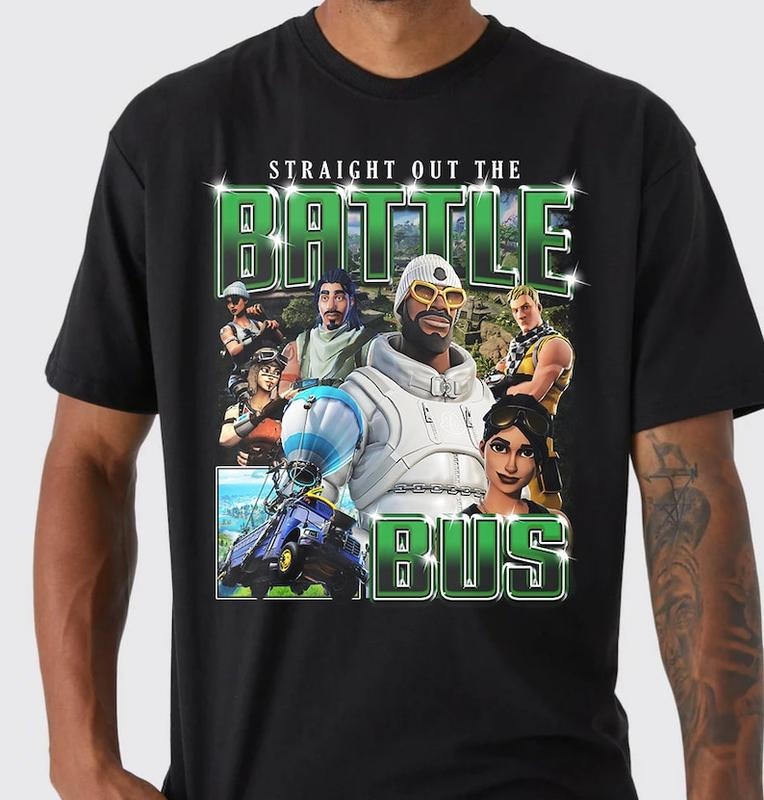 Retro Straight Out The Battle Bus Fort, Battle Royale F-nite Survival Program Gamer Tee Perfect Gift, Rap Icon Graphic...