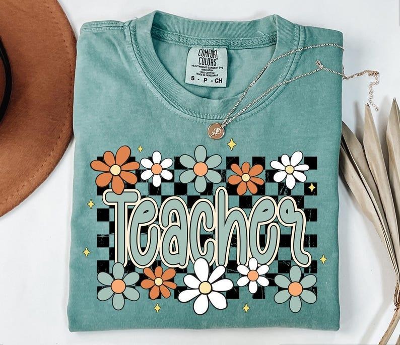Retro Teacher Groovy Floral Teacher Shirt, Preppy Teacher Life Teacher Wildflowers T-Shirt Hoodie, Sweatshirt