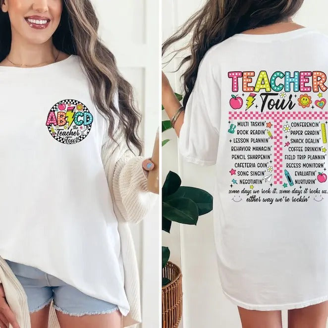 Retro Teacher Tour T-Shirt, Teacher Appreciation, Back To School, Teacher Life Tee, Teacher Gifts, Kindergarten Teacher...