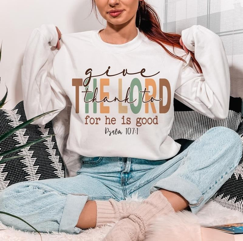 Retro Thanks to The Lord Christian Thankful Bible Verse Sweatshirt, Blessed, Fall, Bible Verse, Turkey Day, Thanksgiving...