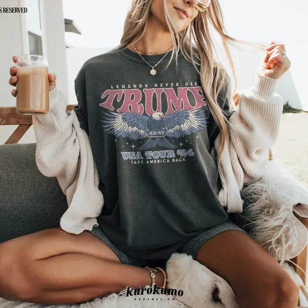 Retro Trump 2024 Election Shirt Take America Back Republican Shirt Vintage Style MAGA Tshirt Distressed 80s Eagle Graphic...