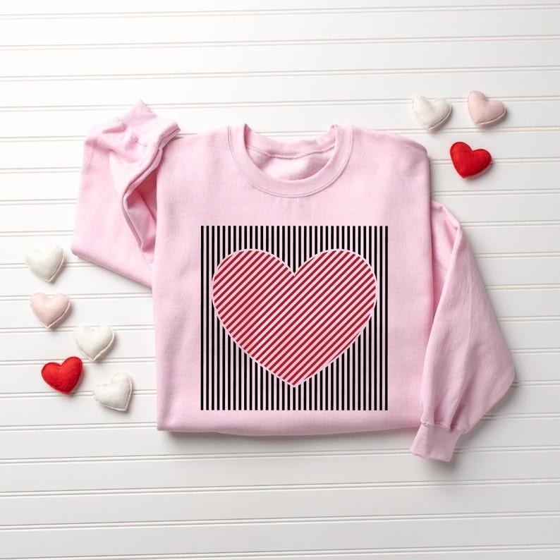 Retro Valentines Heart Sweatshirt, Cute Love Sweatshirt, Womens Valentines Hearts Sweatshirt, Teacher Valentine...