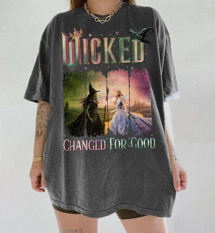 Retro Wicked Changed For Good Comfort Colors Shirt, Defy Gravity Broomstick Magic Wand, Wizard Movie Fan Shirt, Wicked...