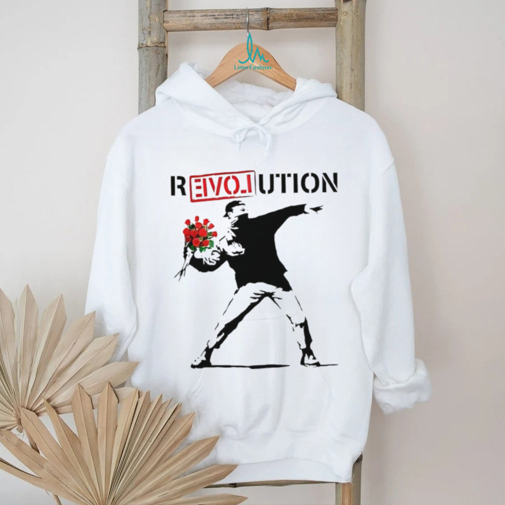 Revolution Banksy Style Flower Thrower Art Graphic T Shirt
