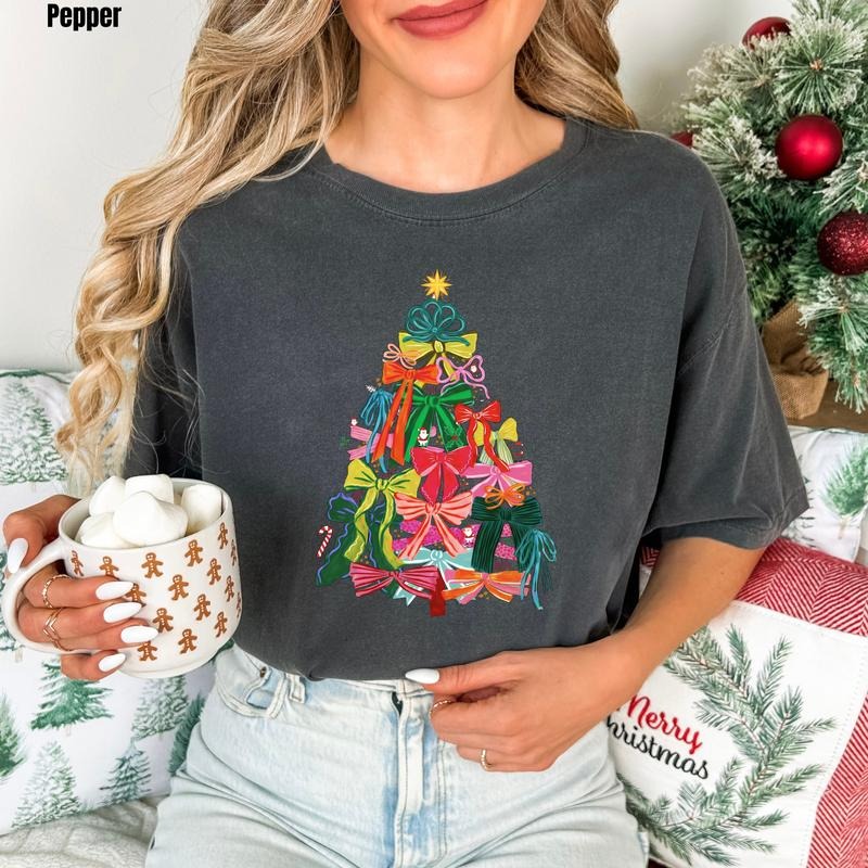 Ribbons & Bows Tree Comfort Colors T-Shirt 'NLB' Hoodie, Sweatshirt | PodTeesHub.com