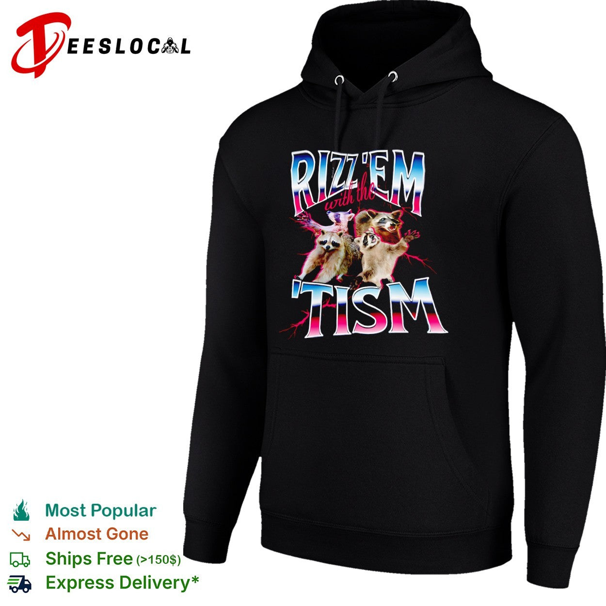 Rizz’em with the Tism multi raccoon meme aesthetic shirt
