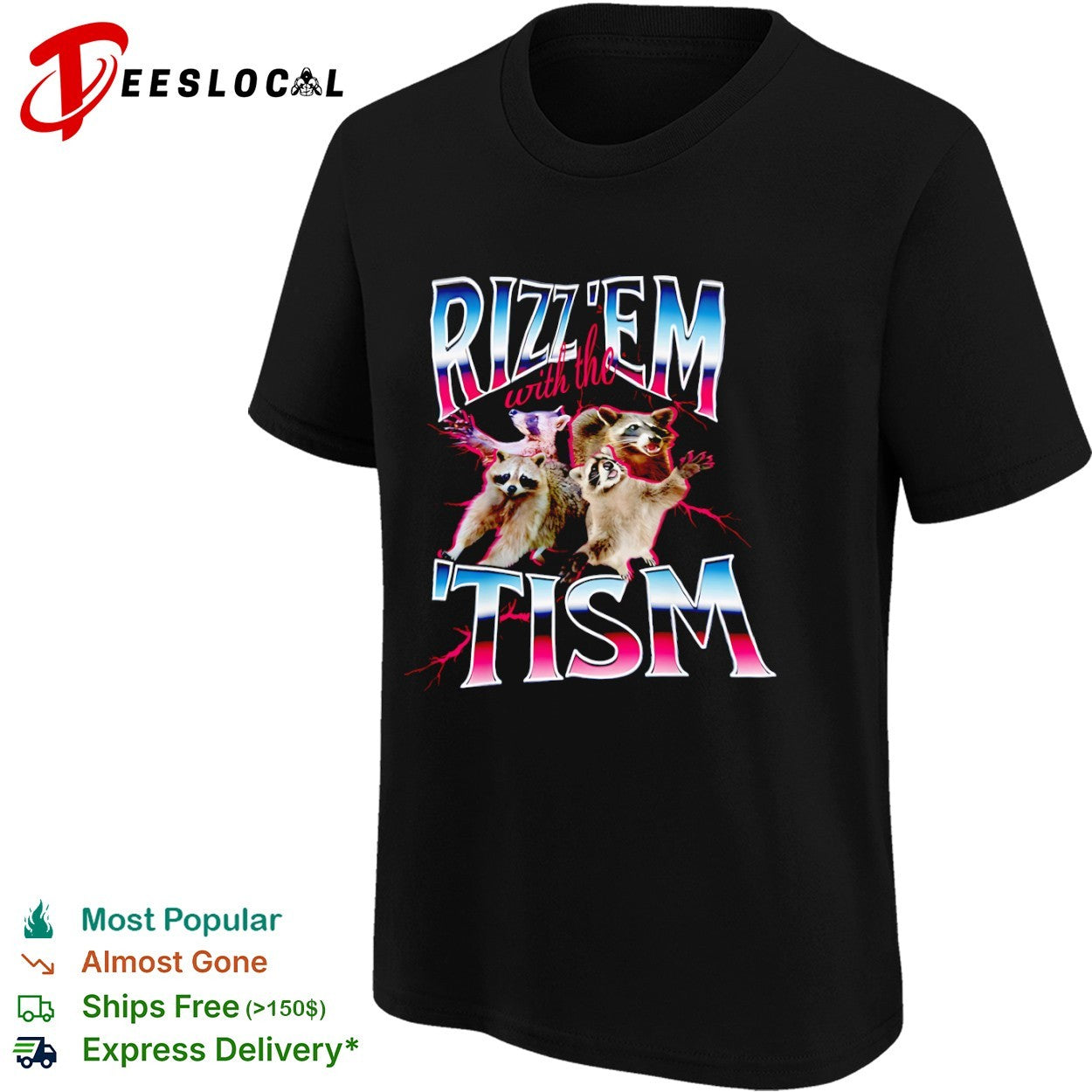 Rizz’em with the Tism multi raccoon meme aesthetic shirt