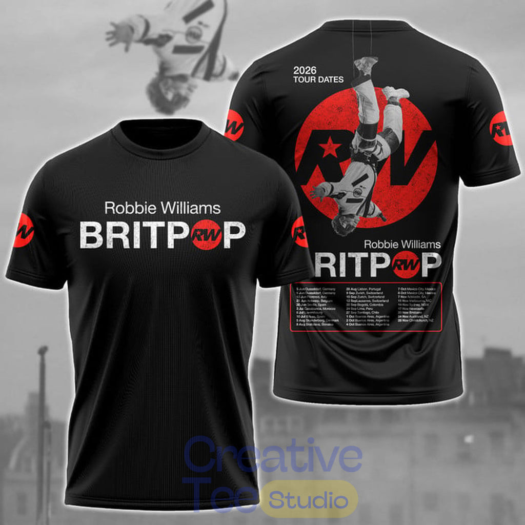 Robbie Williams BRITPOP 2026 Tour Date T-Shirt