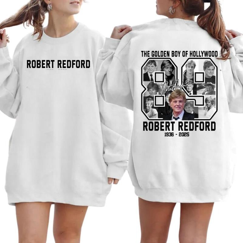 Robert Redford Sweatshirt, Classic Movie Star Graphic Hoodie, Retro Memorial Sweatshirt, Unisex Tribute Hoodie, Hollywood...