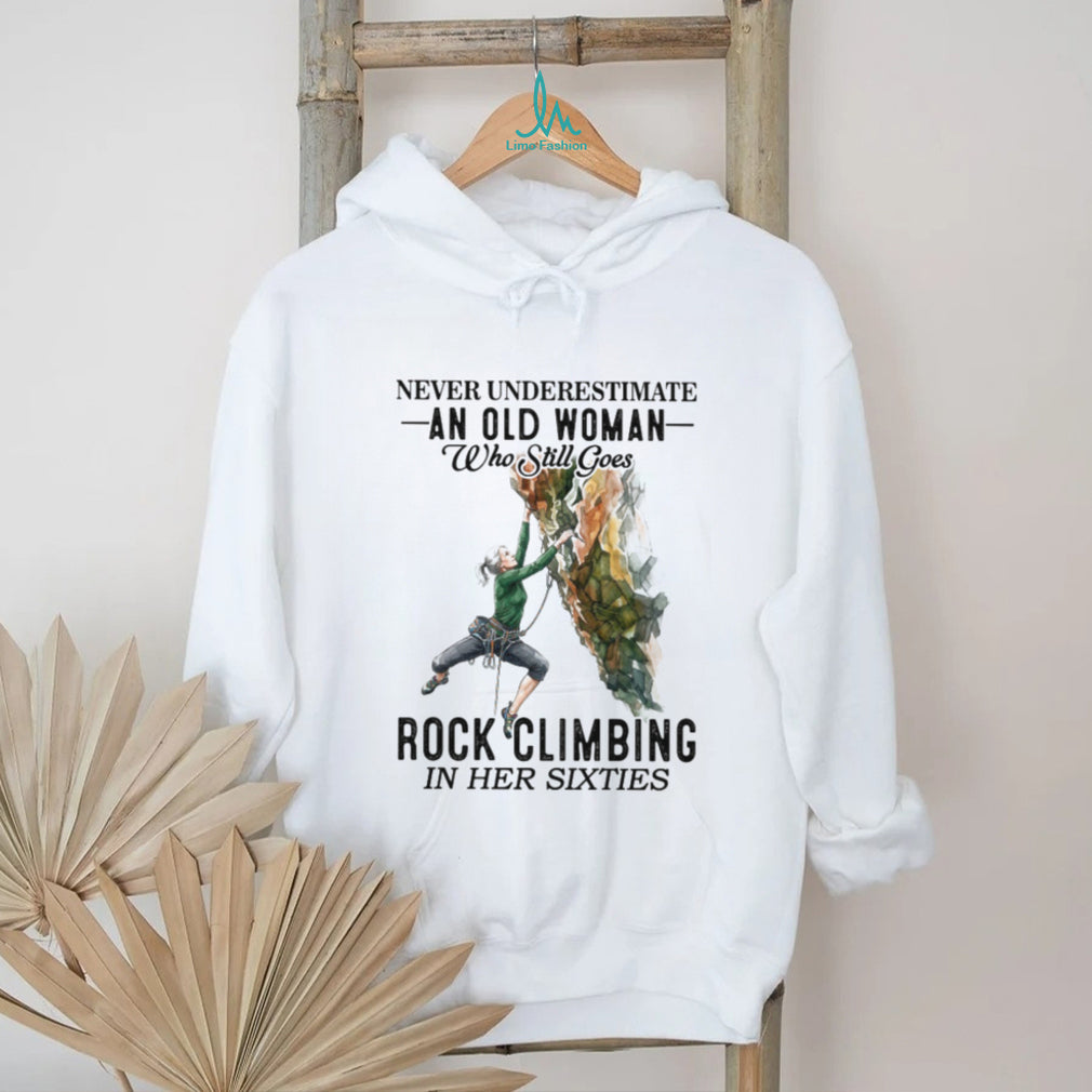 Rock Climbing Old Woman Sixties Outdoor Athlete Graphic T Shirt