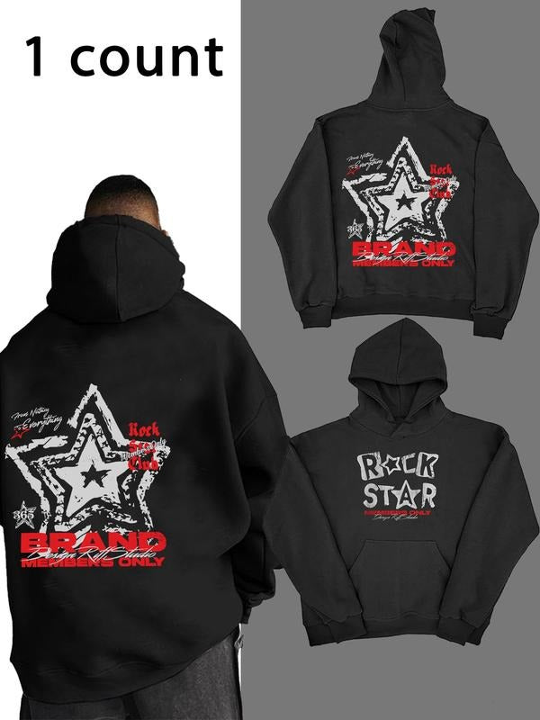Rock Star Members Only Hoodie with Star Pattern and Unique Print, Fitted Casual Style for Fall and Winter, Perfect for...