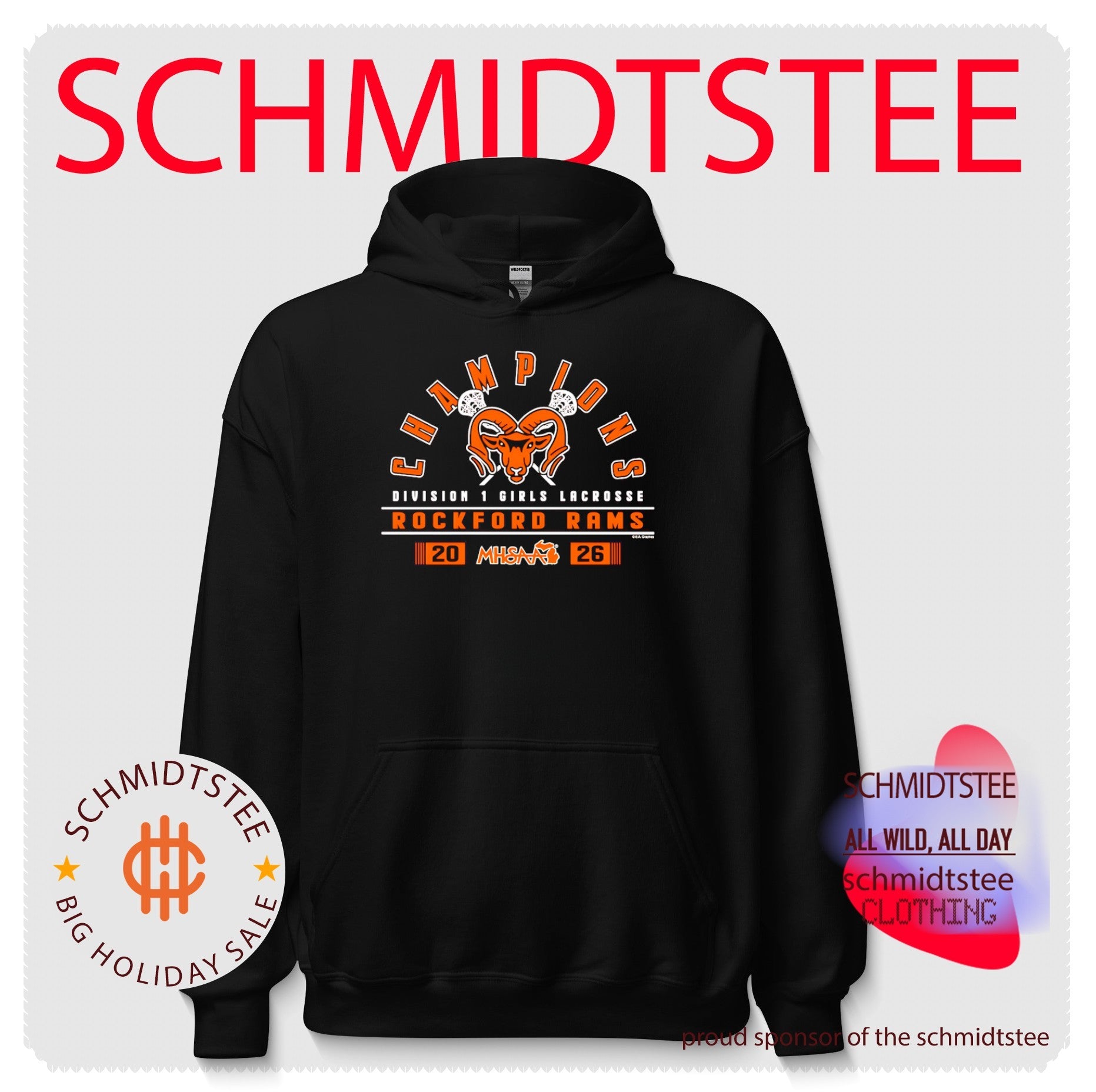 Rockford Rams 2026 MHSAA Girls Lacrosse D1 Champions logo shirt