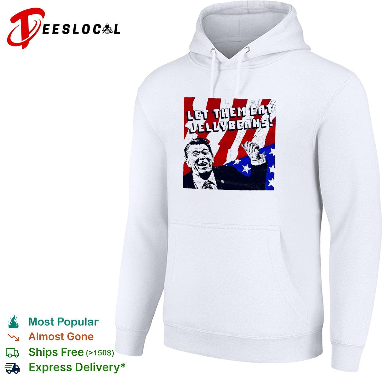 Ronald Reagan let them eat jellybeans American flag shirt