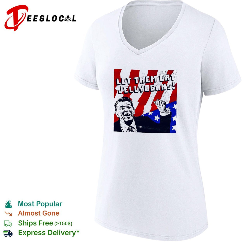 Ronald Reagan let them eat jellybeans American flag shirt