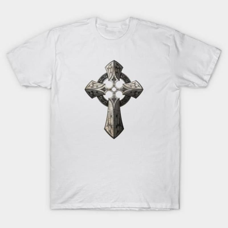 Rough Stone Gothic Cross with Tribal Inlays T-Shirt Hoodie, Sweatshirt | PodTeesHub.com