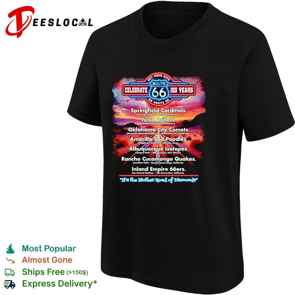 Route 66 100 Years Celebrate Springfield Cardinals Tulsa Drillers 66ers shirt