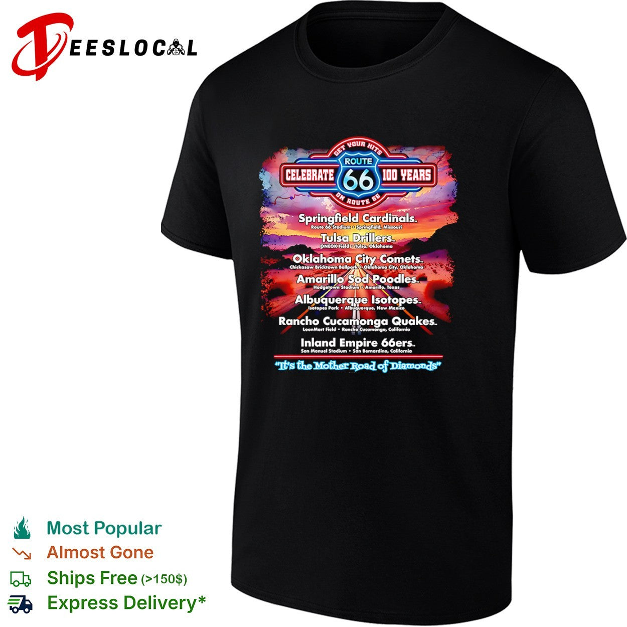 Route 66 100 Years Celebrate Springfield Cardinals Tulsa Drillers 66ers shirt