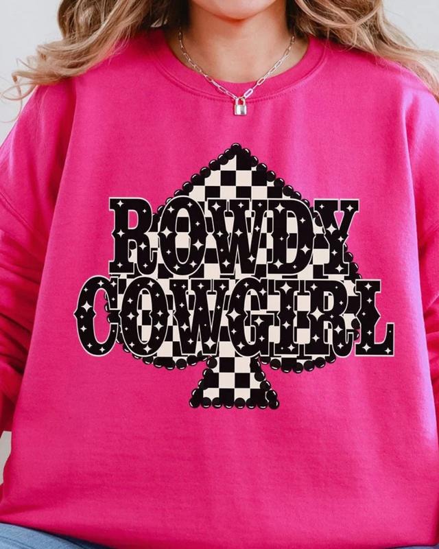 Rowdy Cowgirl Unisex NuBlend Crew Sweatshirt WESTERN SPADE Fleece Spandex Womenswear Comfortable Graphic T-Shirts, Hoodie