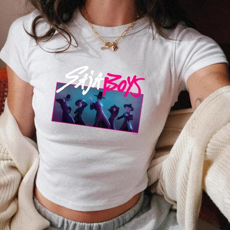 [SALE UP TO 50%]KPop Demon Hunters Saja Boys Huntrix Baby Tee, K-Pop Demon Hunters Baby Tee, Cool Music Merch, Streetwear...