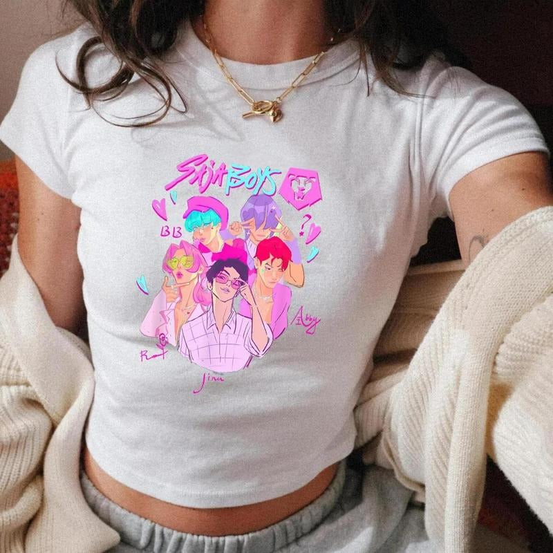 [SALE UP TO 50%]Kpop Demon Hunters Saja Boys Graphic Tee, Kpop Saja Boys Anime Youth Baby Tee, Demon Hunter Kpop Baby Tee...