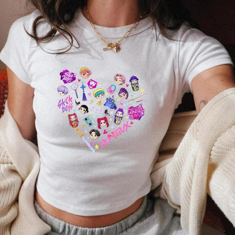 [SALE UP TO 50%]Kpop Demon Hunters T Baby Tee, Kpop Huntrix PIN, Saja Boys Boy Band Tee, Back to School Outfit, Birthday...