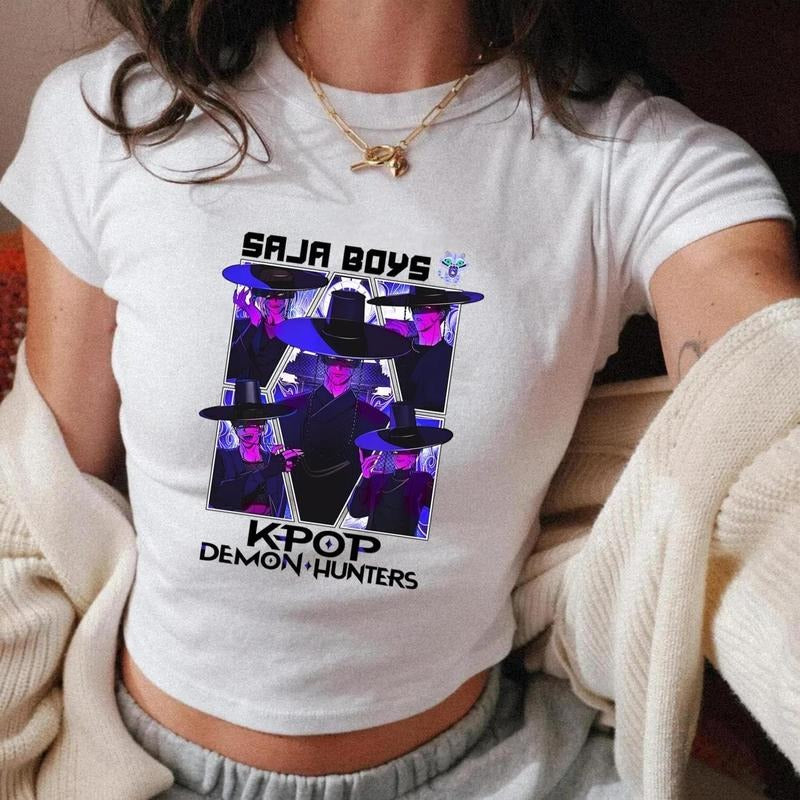 [SALE UP TO 50%]Kpop Saja Boys Baby Tee Kpop Demon Hunters Baby Tee, K-Pop Demon Hunters Baby Tee, Cool Music Merch,...