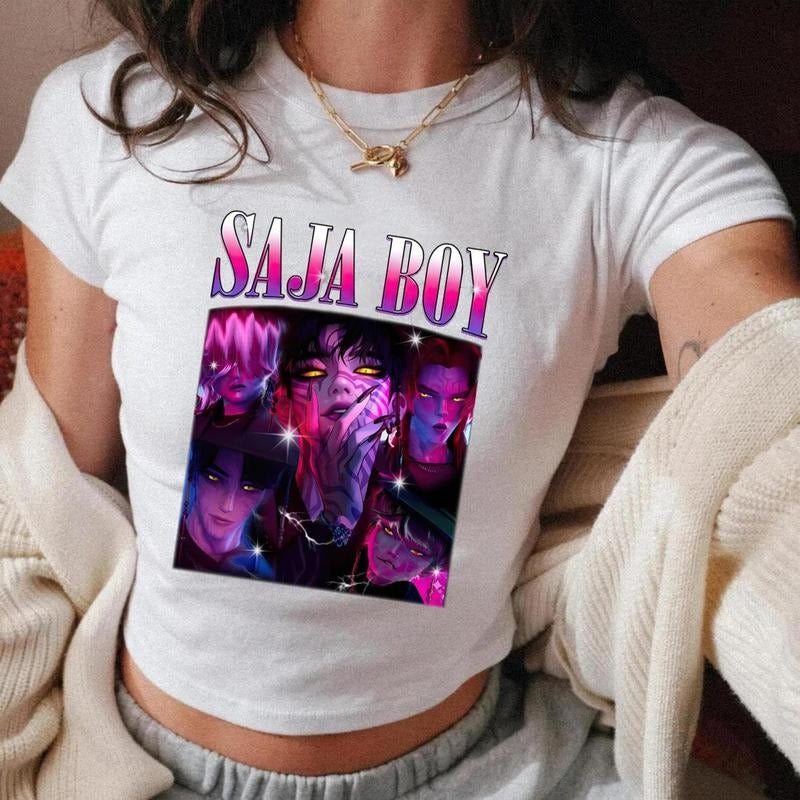 [SALE UP TO 50%]Saja Boys Hunter Bootleg Baby Tee, Kpop Demon Hunters Baby Tee, Retro Idol Group Merch Tee, Funny Kpop...