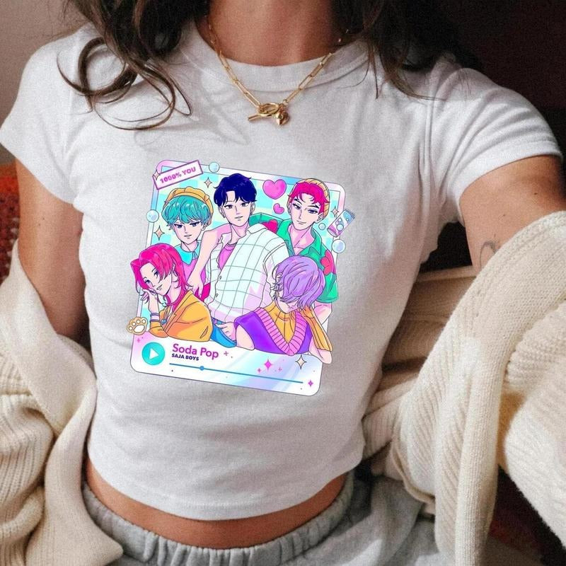 [SALE UP TO 50%]Saja Boys Kpop Baby Tee, Soda Pop Demon Hunter Fanart Tee, K-Pop Demon Hunters Baby Tee, Cool Music...