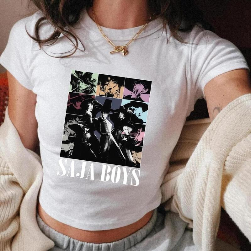 [SALE UP TO 50%]Saja Boys Kpop Demon Hunters Baby Tee, Demon Hunter Merch, Kpop idol group Baby Tee Hoodie, Sweatshirt