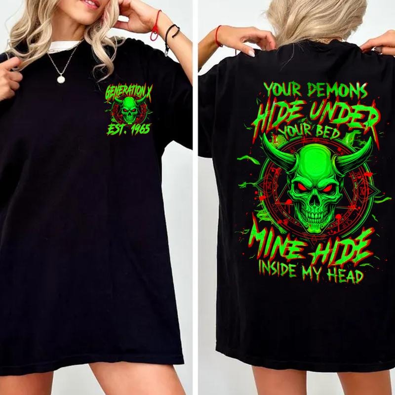 [SHIP NEXT DAY] Your Demon Hide Under Your Bed Custom Year T-shirt, Gen X FAFO T Shirt