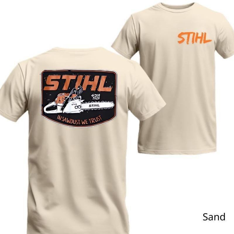 STIHL Chainsaw Graphic Shirt, In Sawdust We Trust Design, Stihl Graphic Tee, Casual Wood Worker Tee, Outdoor Logging...