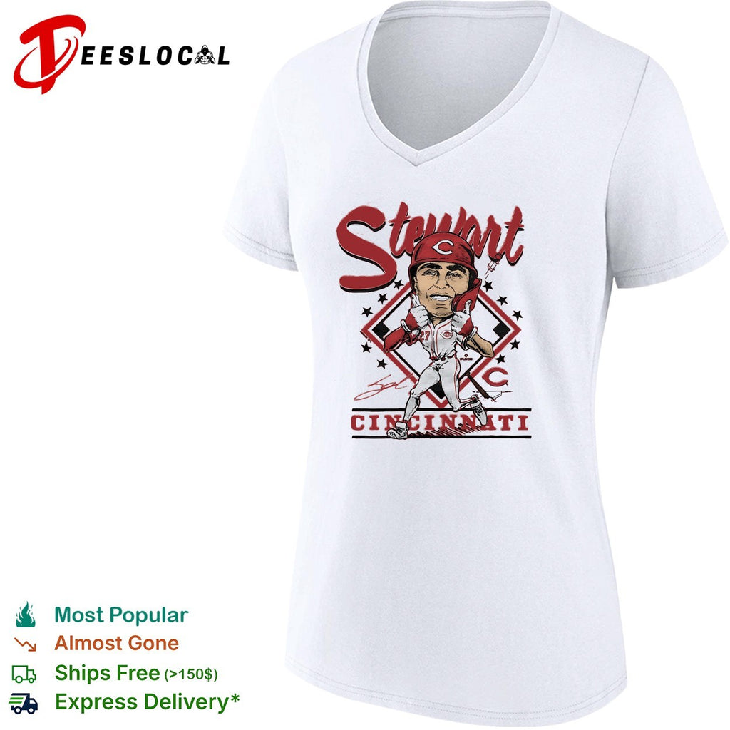 Sal Stewart Cincinnati Reds cartoon signature shirt